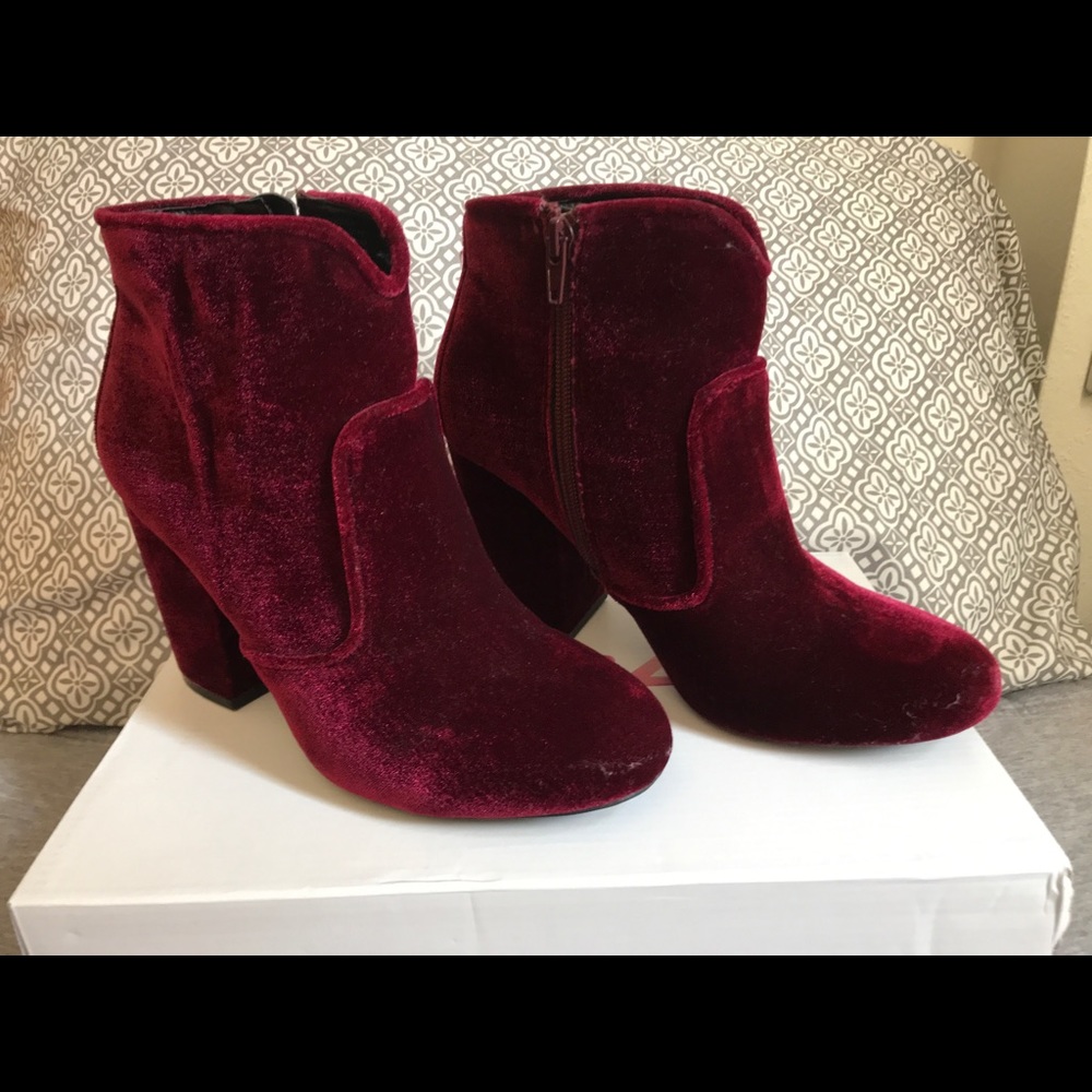 Red Velvet Boots/Booties Women’s size 7.5